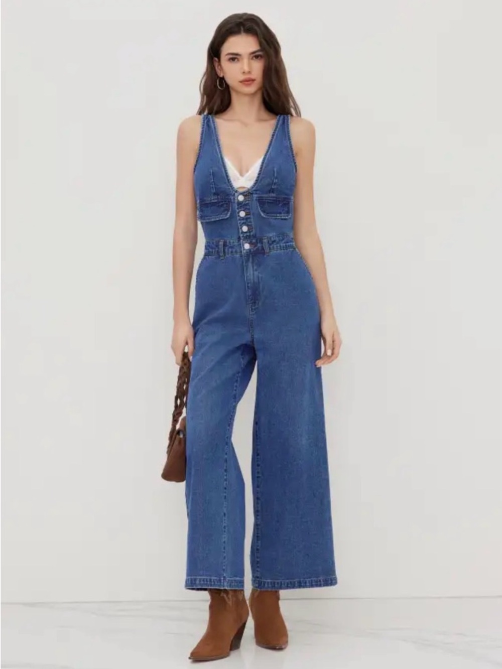NWOT Cider Denim Wide-Leg Jumpsuit - Blue